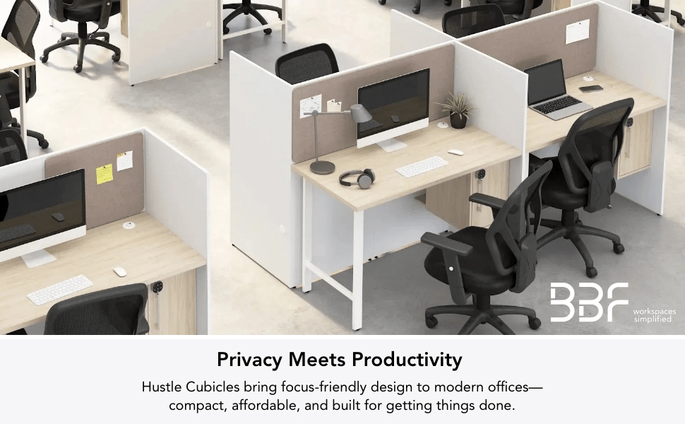 Hustle 48-inch 2 Person Office Cubicles with Locking Storage Cabinet — panel 1