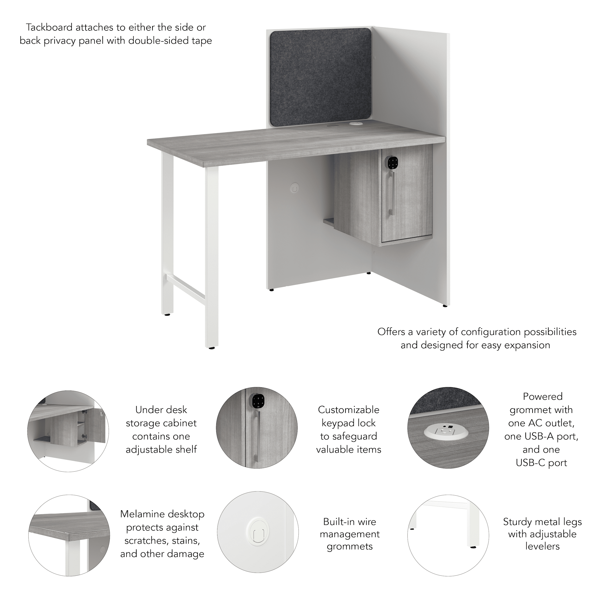 Hustle 48-inch Cubicle Desk for Office with Locking Storage Cabinet — panel 6