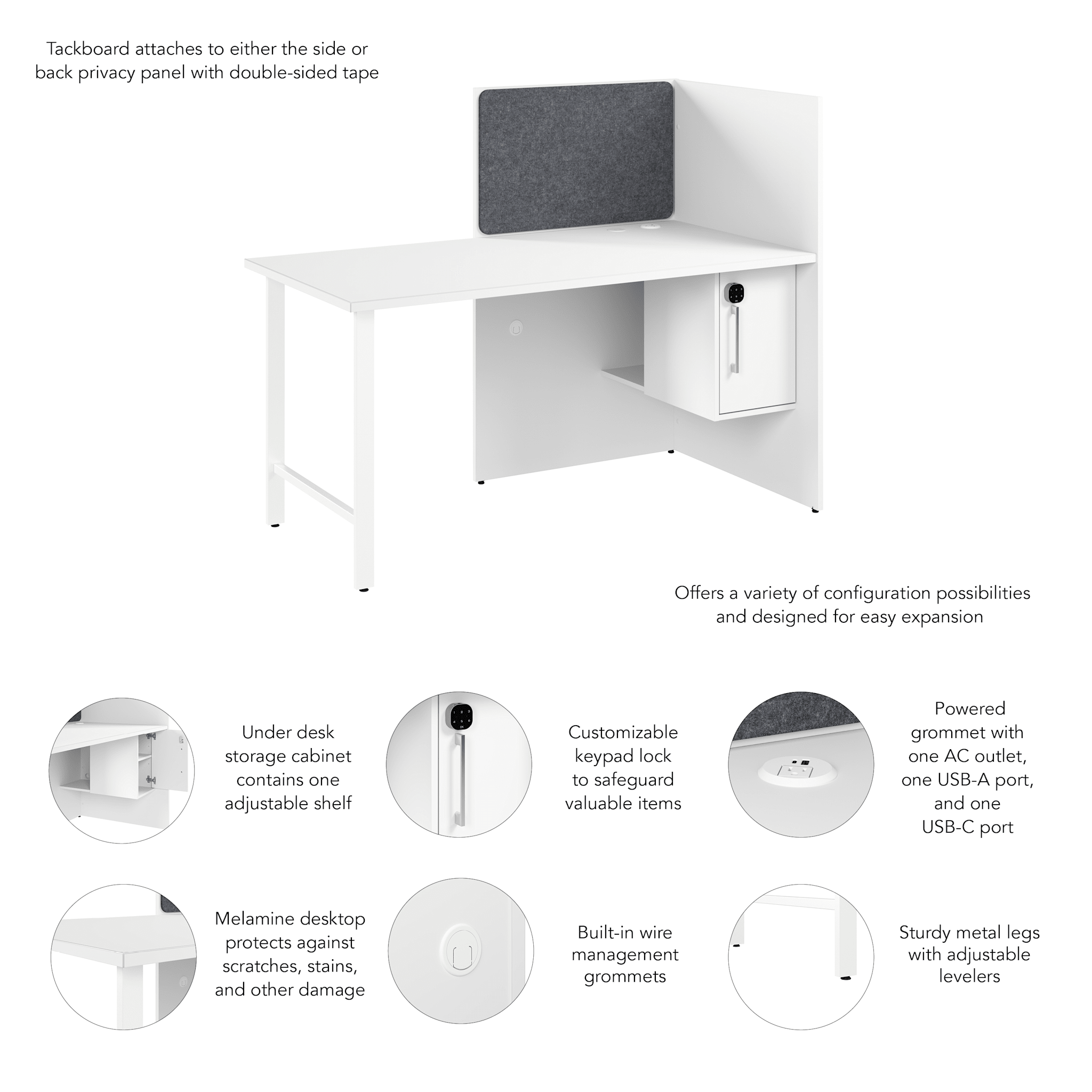 Hustle 60-inch Cubicle Desk for Office with Locking Storage Cabinet — panel 6
