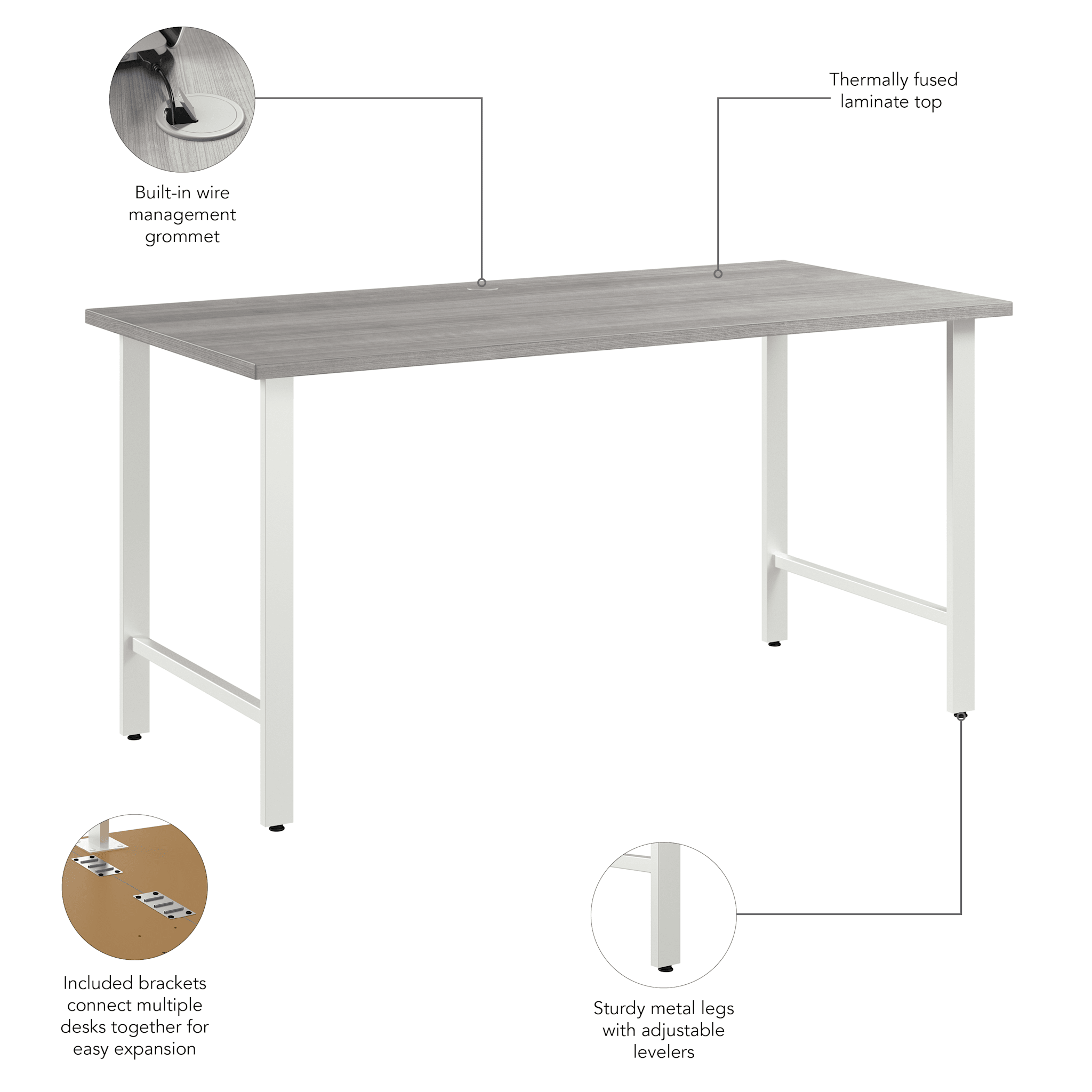 Hustle 60W x 30D Computer Desk with Metal Legs — panel 1