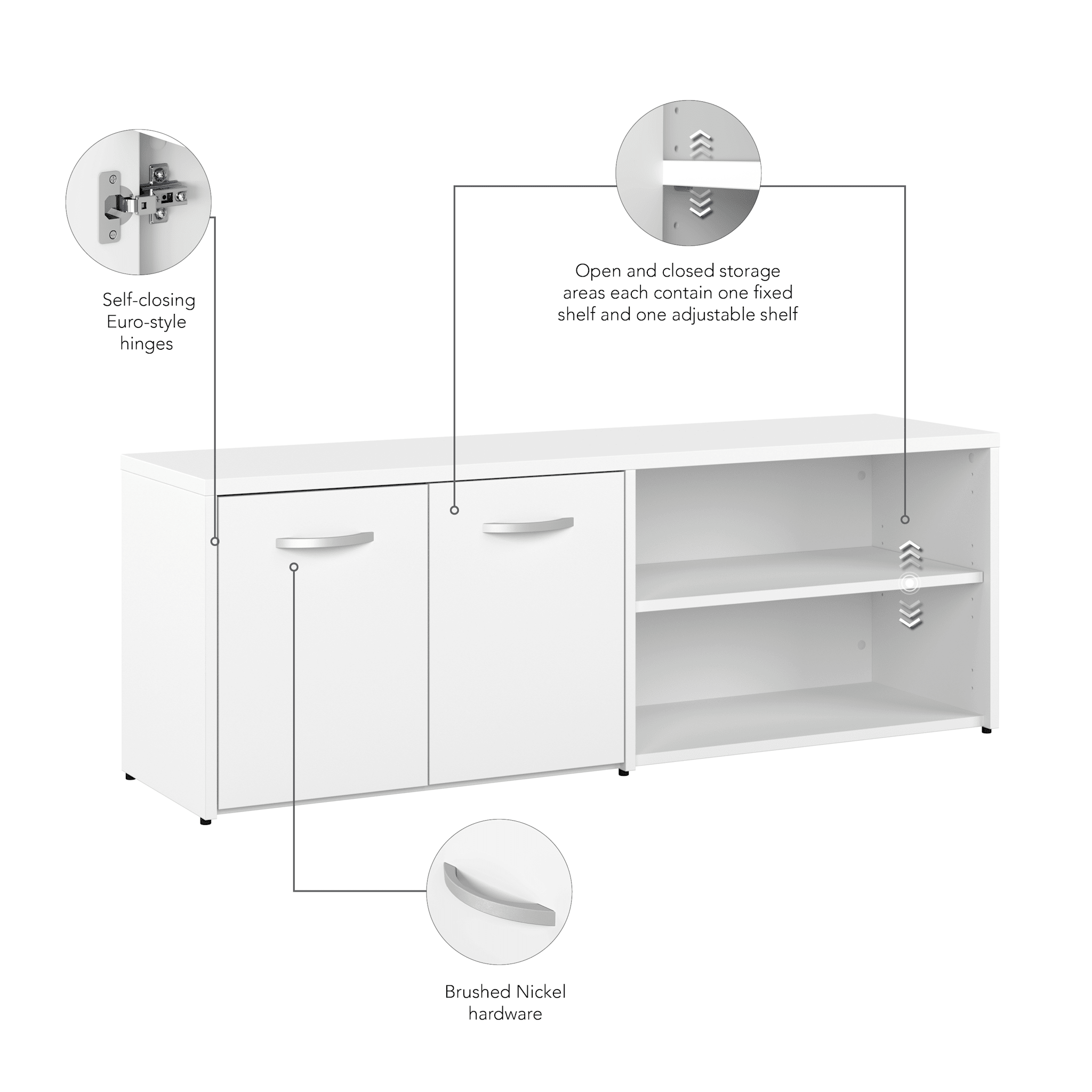 Studio C Low Storage Cabinet with Doors and Shelves — panel 1