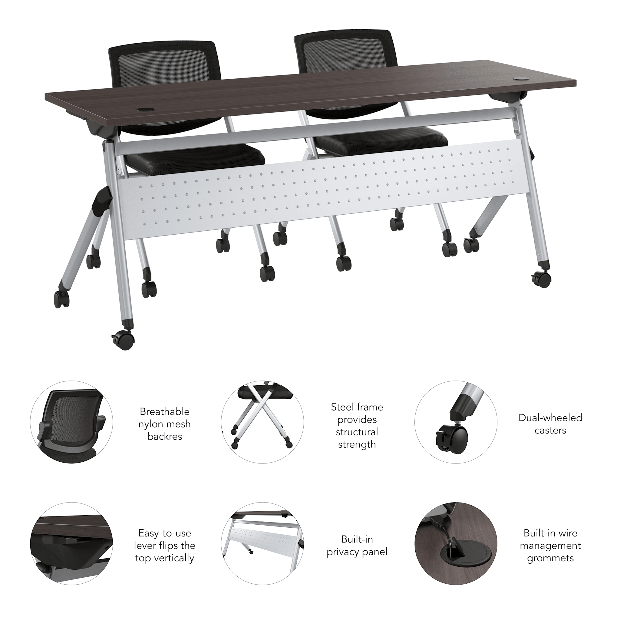 Envision 72W Folding Training Table and 2 Folding Chairs — panel 6
