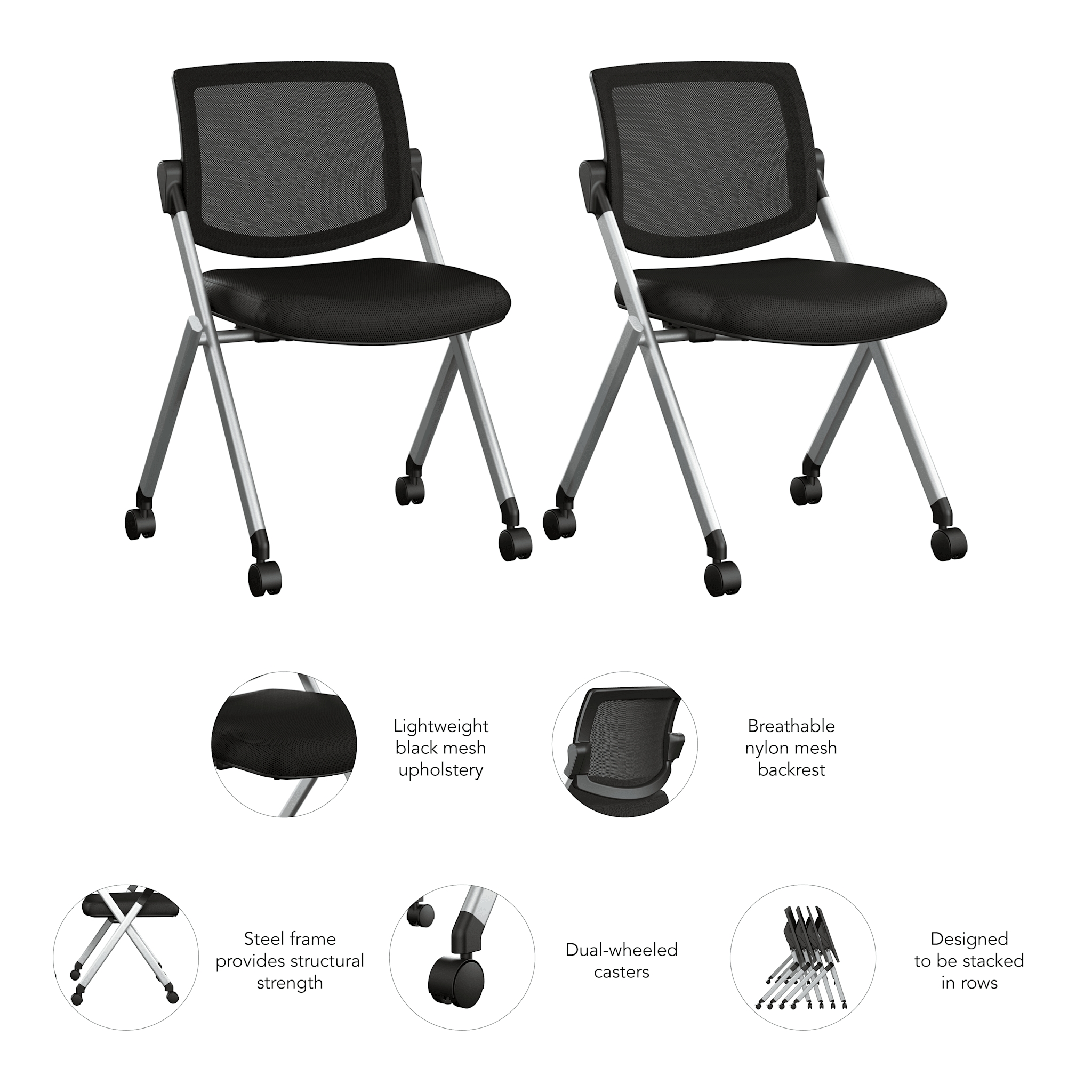 Envision Mesh Back Folding Chairs - Set of 2 — panel 6