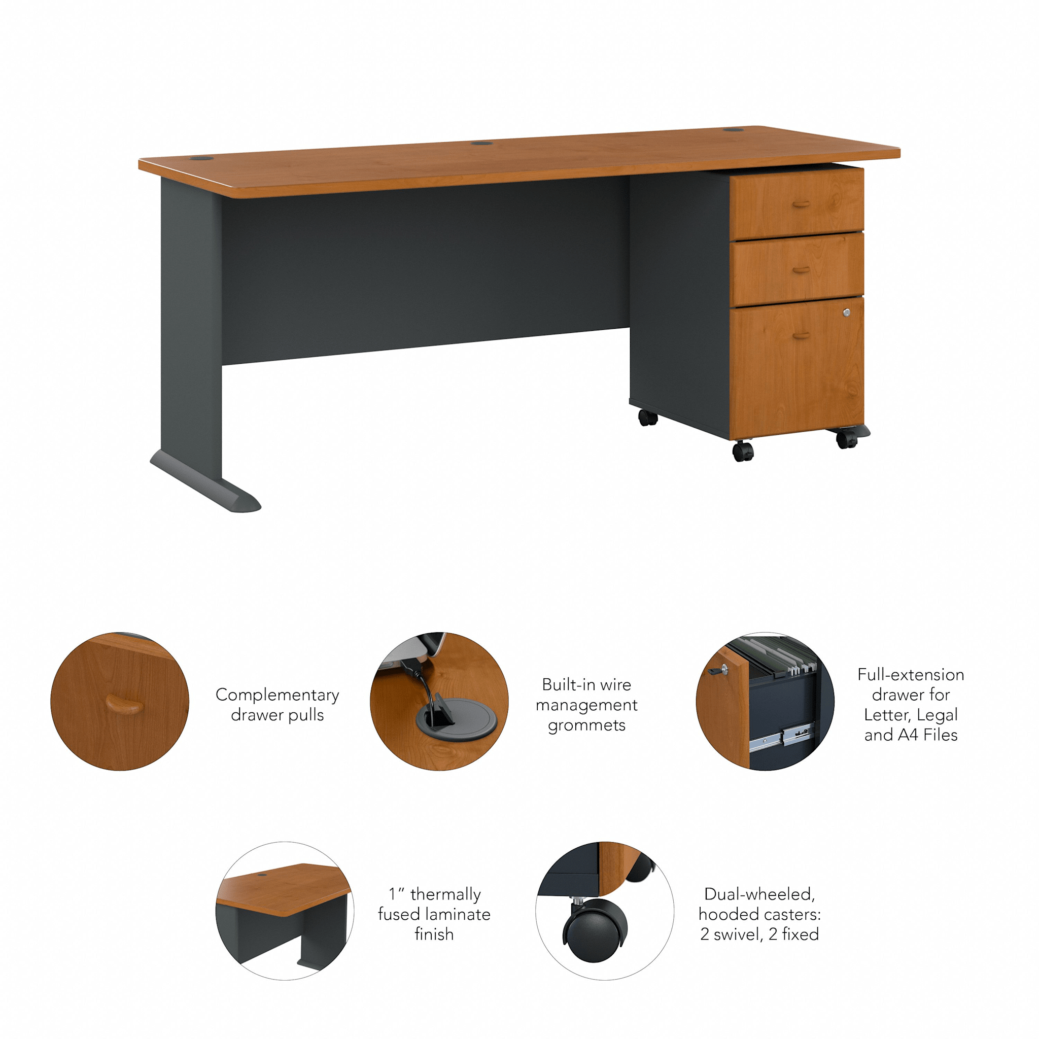 Series A 72W Desk with Mobile File Cabinet — panel 1