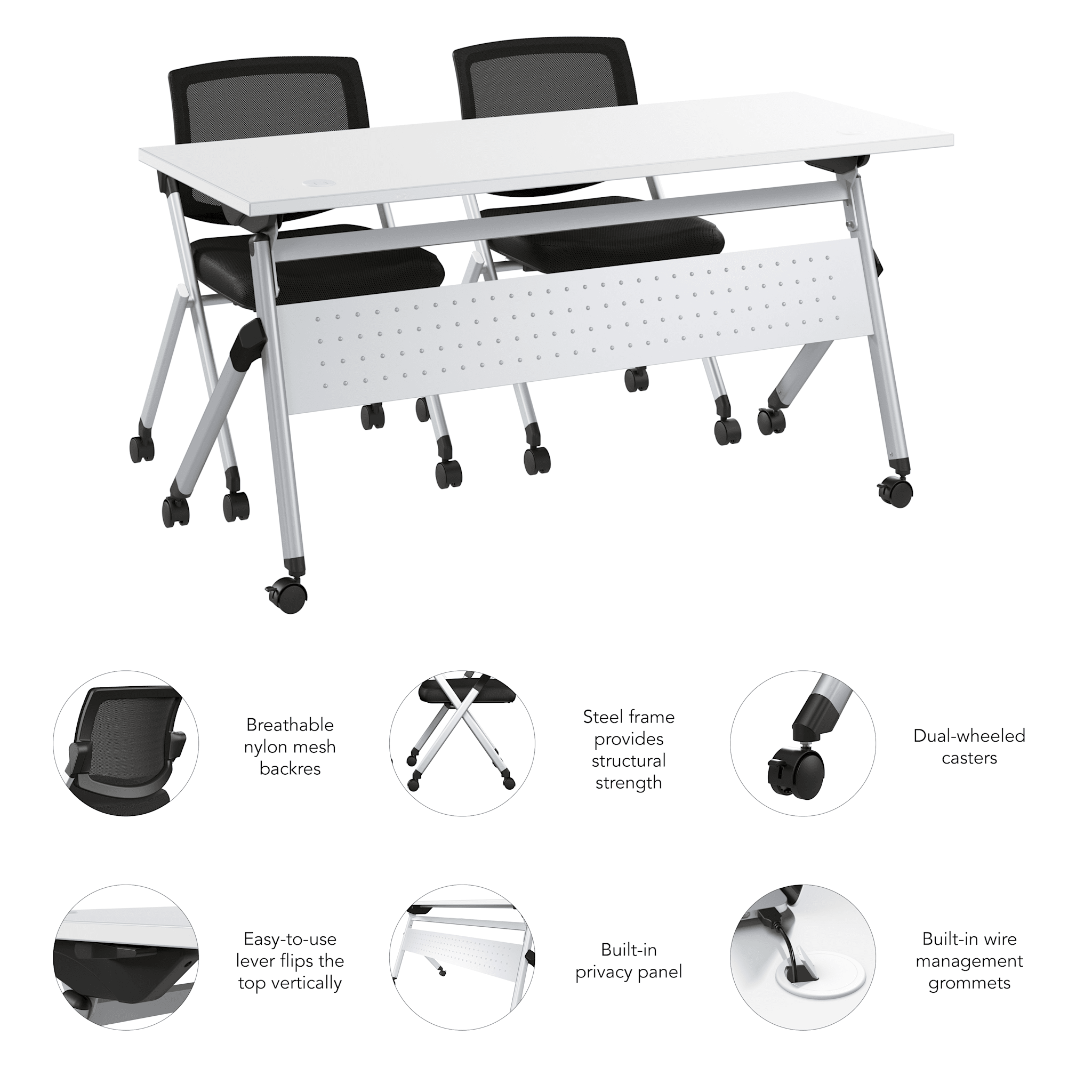 Envision 60W Folding Training Table and 2 Folding Chairs — panel 6