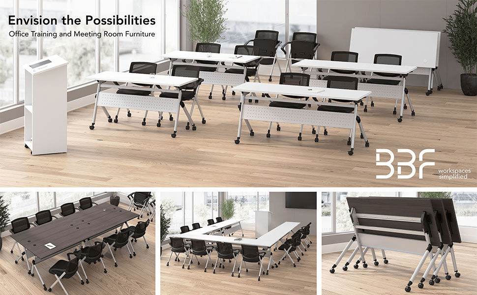 Envision 60W Folding Training Table and 2 Folding Chairs with Arms — panel 1