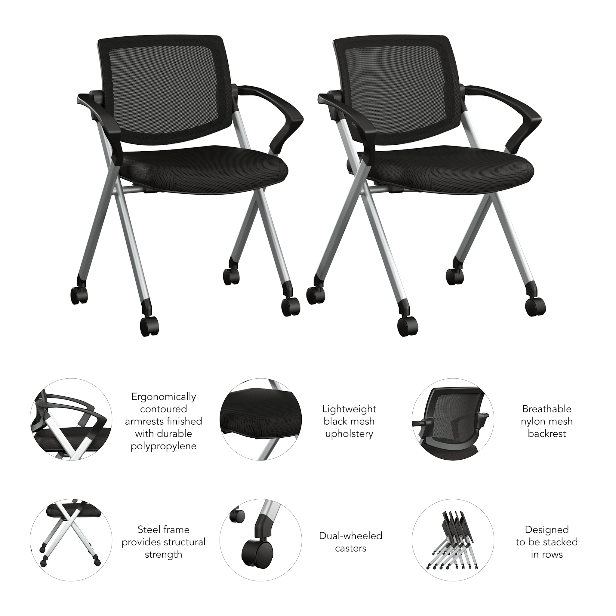 Envision Mesh Back Folding Chairs with Arms - Set of 2 — panel 6