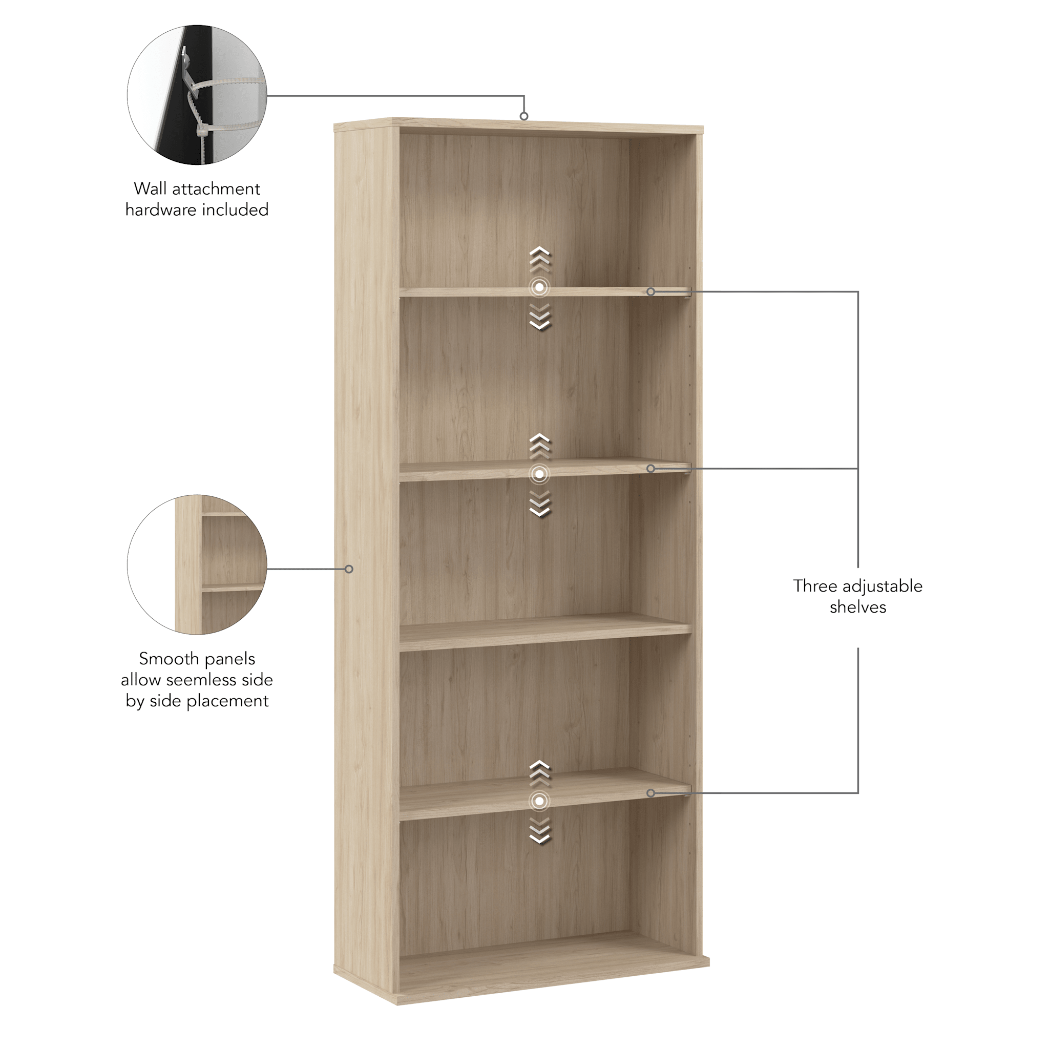 Hustle Tall 5 Shelf Bookcase — panel 1