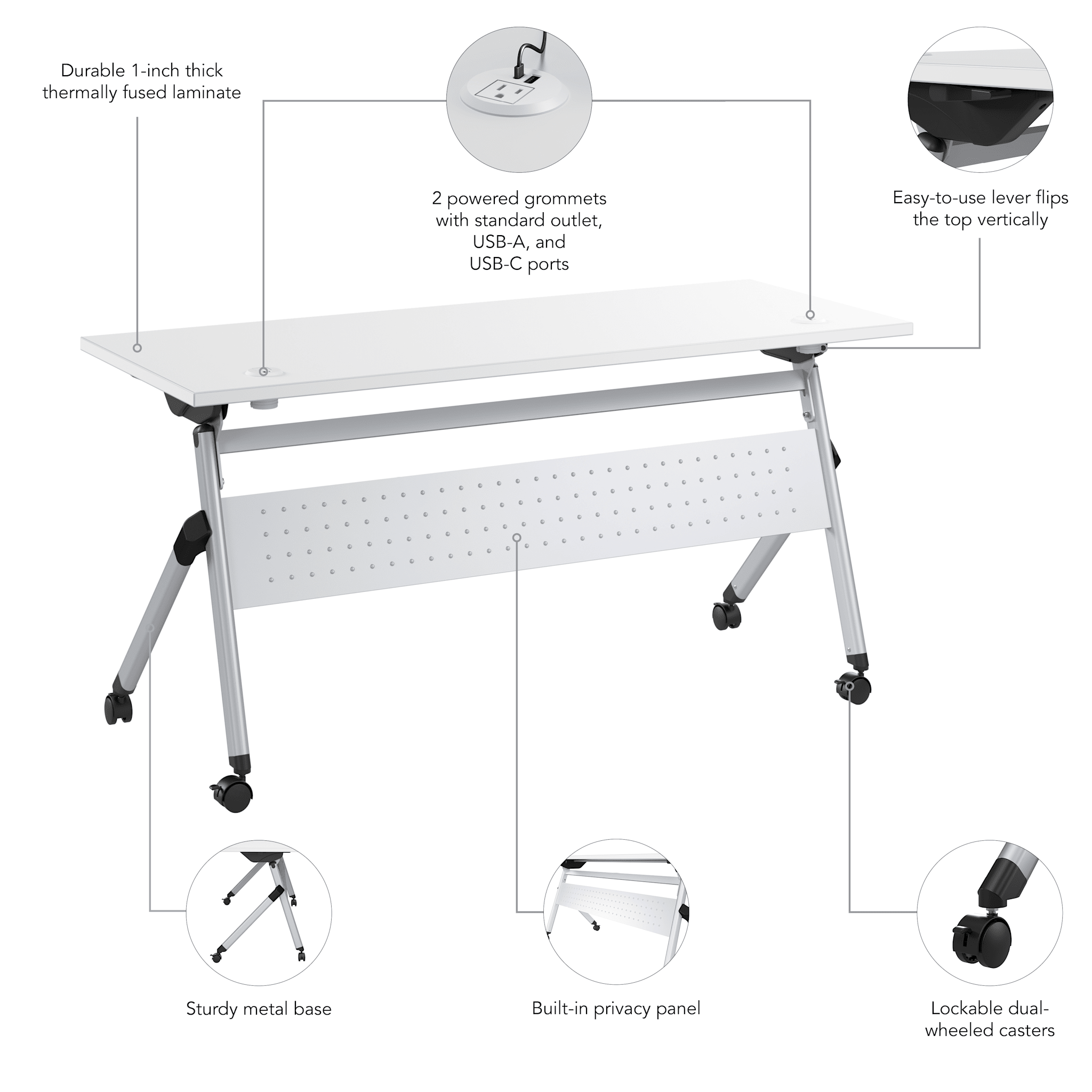 Envision 60W Folding Training Table with Powered Grommets — panel 6