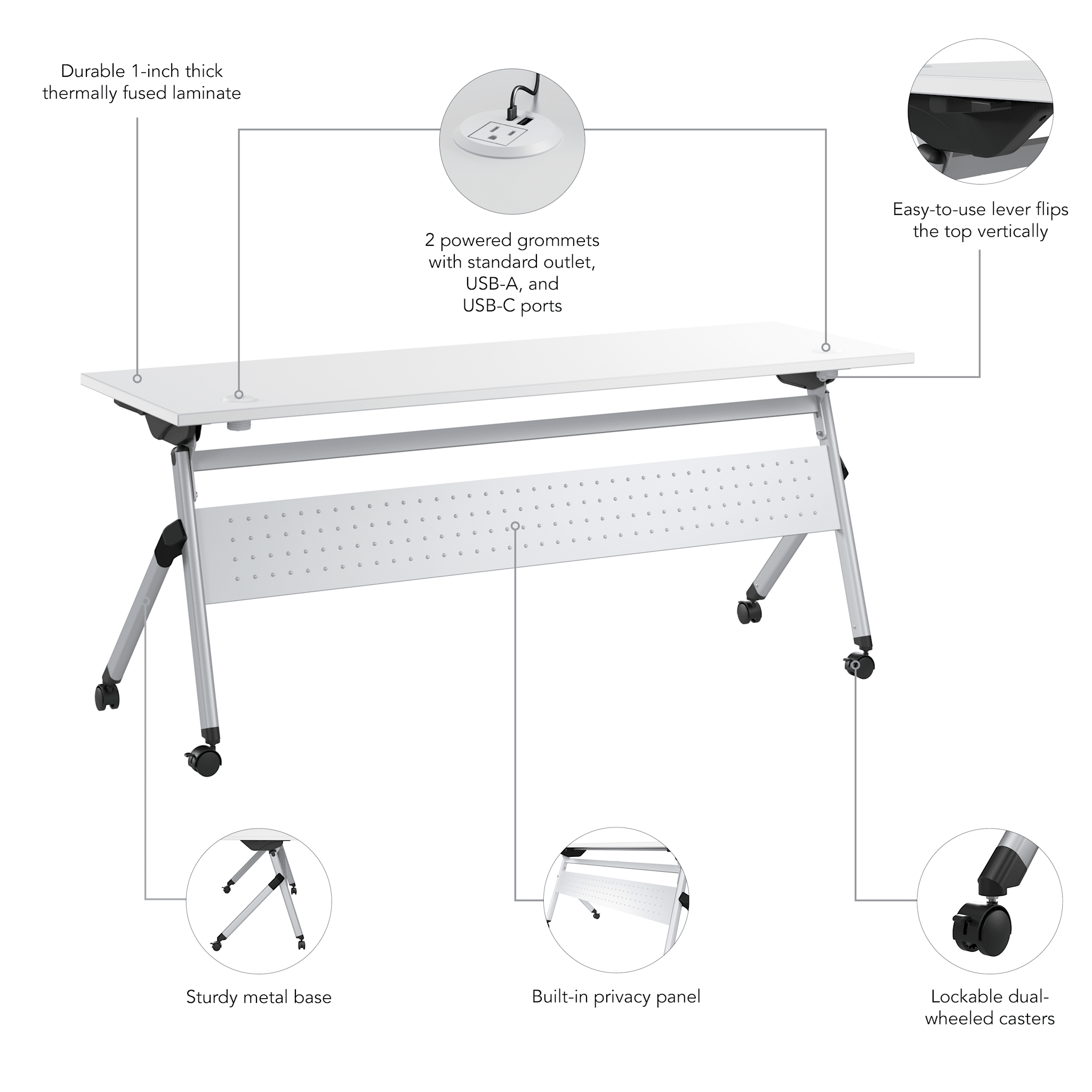 Envision 72W Folding Training Table with Powered Grommets — panel 6