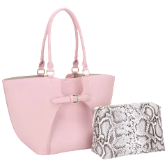 Poppy & Harper Silvia Double Handle Buckle Tote with Pouch