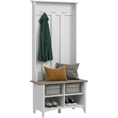 Salinas Hall Tree with Shoe Storage Bench in Shiplap Gray
