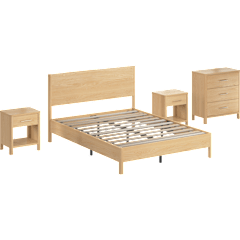 Vera Queen Platform Bed with Dresser and Set of 2 Nightstands with Dra