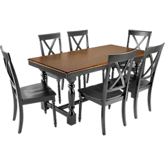 Sterling 67W Squire Trestle Dining Table with 6 Cross Back Dining Chairs