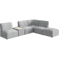 Assemble Modular 5 Seater L Shaped Sectional with Charging Station