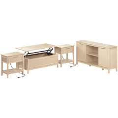 Camille Fluted TV Stand, Lift Top Coffee Table, and 2 End Tables Set