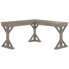 Homestead 60W Farmhouse L Shaped Desk in Driftwood Gray