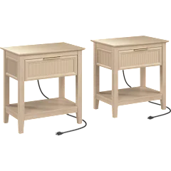 2-Pack: Bush Home Camille Fluted End Tables with Hidden Charging