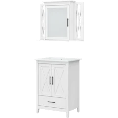 Key West 24W Bathroom Vanity Sink with Mirror in White Ash