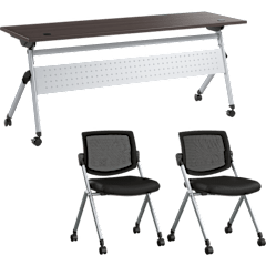 Envision 72W Folding Training Table and 2 Folding Chairs