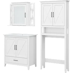 Key West 32W Bathroom Vanity Sink with Mirror & Over The Toilet Storage Cabinet