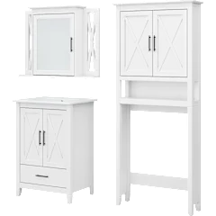 Key West 24W Bathroom Vanity Sink with Mirror & Over The Toilet Storage Cabinet