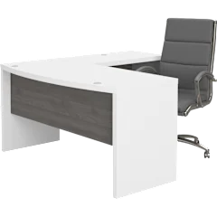 Echo L Shaped Bow Front Desk with High Back Chair