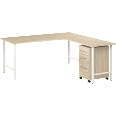 Hustle 72W x 30D L Shaped Computer Desk with 3 Drawer Mobile File Cabinet