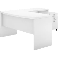 Echo L Shaped Bow Front Desk with Mobile File Cabinet