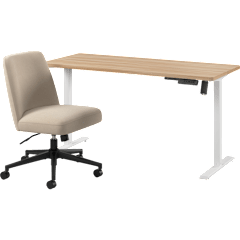 Energize 55W x 24D Electric Height Adjustable Standing Desk & Chair Set in Maple