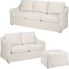 Bush Home Harper 80W Sofa, 57W Loveseat, and Storage Ottoman with Slipcovers