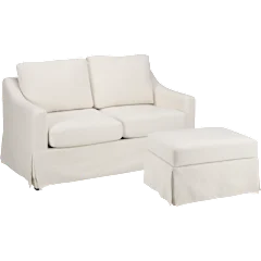 Bush Home Harper 57W Loveseat and Storage Ottoman with Slipcovers