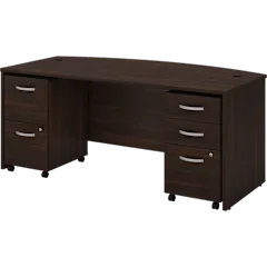 Studio C 72W x 36D Bow Front Desk with Mobile File Cabinets
