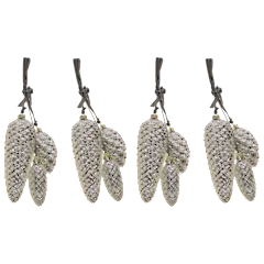 Paquete de 4 Adornos de Racimo de Piñas de Vidrio Hechos a Mano de National Tree Company