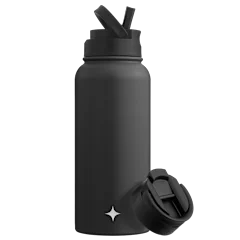 JoyJolt 32oz Water Bottle with Flip Lid & Sport Straw Lid