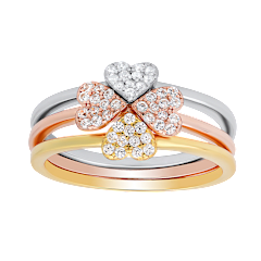 Kylie Harper Sterling Silver Tri-Color 3-Piece Stackable Heart Ring Set