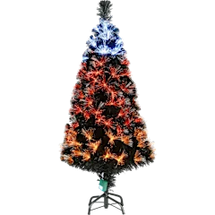 National Tree Company 4' Black Fiber Optic Tree with Candy Corn Lights