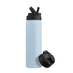 JoyJolt 22oz Water Bottle with Flip Lid & Sport Straw Lid