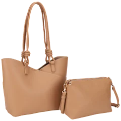 Poppy & Harper 2-Piece Tote Set with Knotted Handle and Crossbody Purse