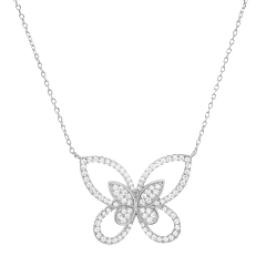 Kylie Harper Sterling Silver Curved CZ Butterfly Statement Necklace