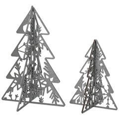2-Pack: National Tree Company Silver Wood Free-Standing Trees (7" & 10")