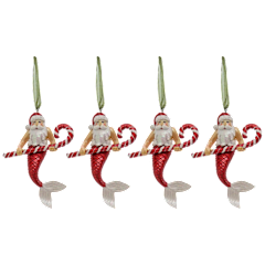 4-Pack: National Tree Company Glass Santa Merman Ornaments