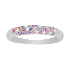 Kylie Harper Sterling Silver Petite Pastel Multi-Color Pave CZ Band Ring