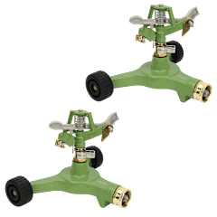 2-Pack: Martha Stewart 6" Heavy-Duty Metal Impulse Sprinkler with Wheel Base