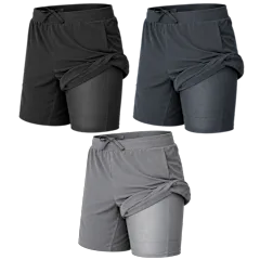 3-Pack: GBH Men's 2-in-1 Quick Dry Stretch Workout Shorts with Liner