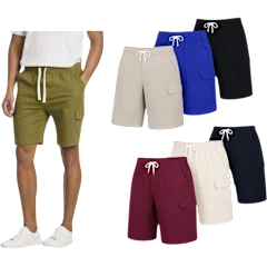6-Pack: Nextex Men's Cotton Cargo Shorts with Drawstring
