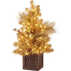 National Tree Company 36" Christmas Be Merry Decorated Gold Tabletop
