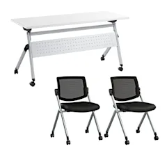 Envision 60W Folding Training Table and 2 Folding Chairs