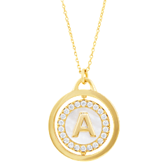 Savvy Cie Mother of Pearl Rotating Initial Necklace