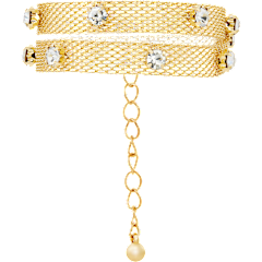 Savvy Cie Woven Mesh Cubic Zirconia Stud Necklace or Double-Wrap Bracelet